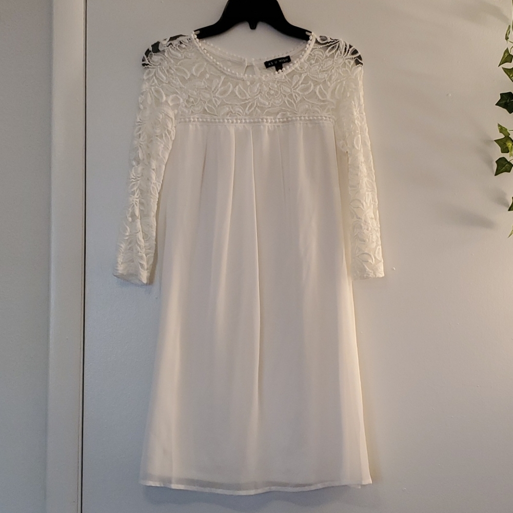 AS U WISH off-white lace embellished dress